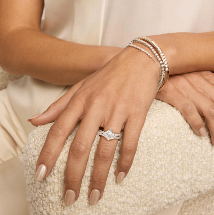 Double Row Diamond Chevron Engagement Ring in 14k White Gold (1/3 ct. tw.)engagement ring trends 